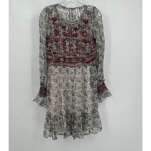 Anthropologie Womens Boho Prairie Midi Dress Size 4 Embroidered Peasant Festival